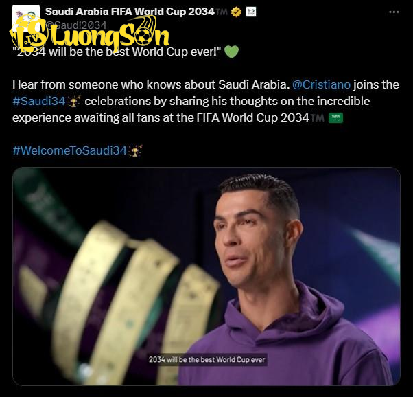 Ronaldo chúc mừng Ả Rập Xê Út là nước chủ nhà World Cup 2034. Ảnh: Chụp màn hình